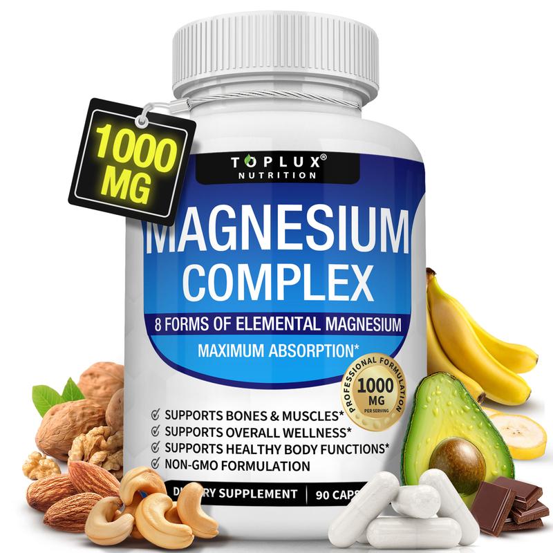 HOT SALE Toplux Magnesium Complex 8 Essential Magnesium Supplement 1000mg( BUY 3 GET 1 FREE)