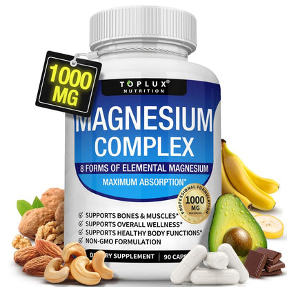 HOT SALE Toplux Magnesium Complex 8 Essential Magnesium Supplement 1000mg( BUY 3 GET 1 FREE)