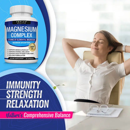 HOT SALE Toplux Magnesium Complex 8 Essential Magnesium Supplement 1000mg( BUY 3 GET 1 FREE)